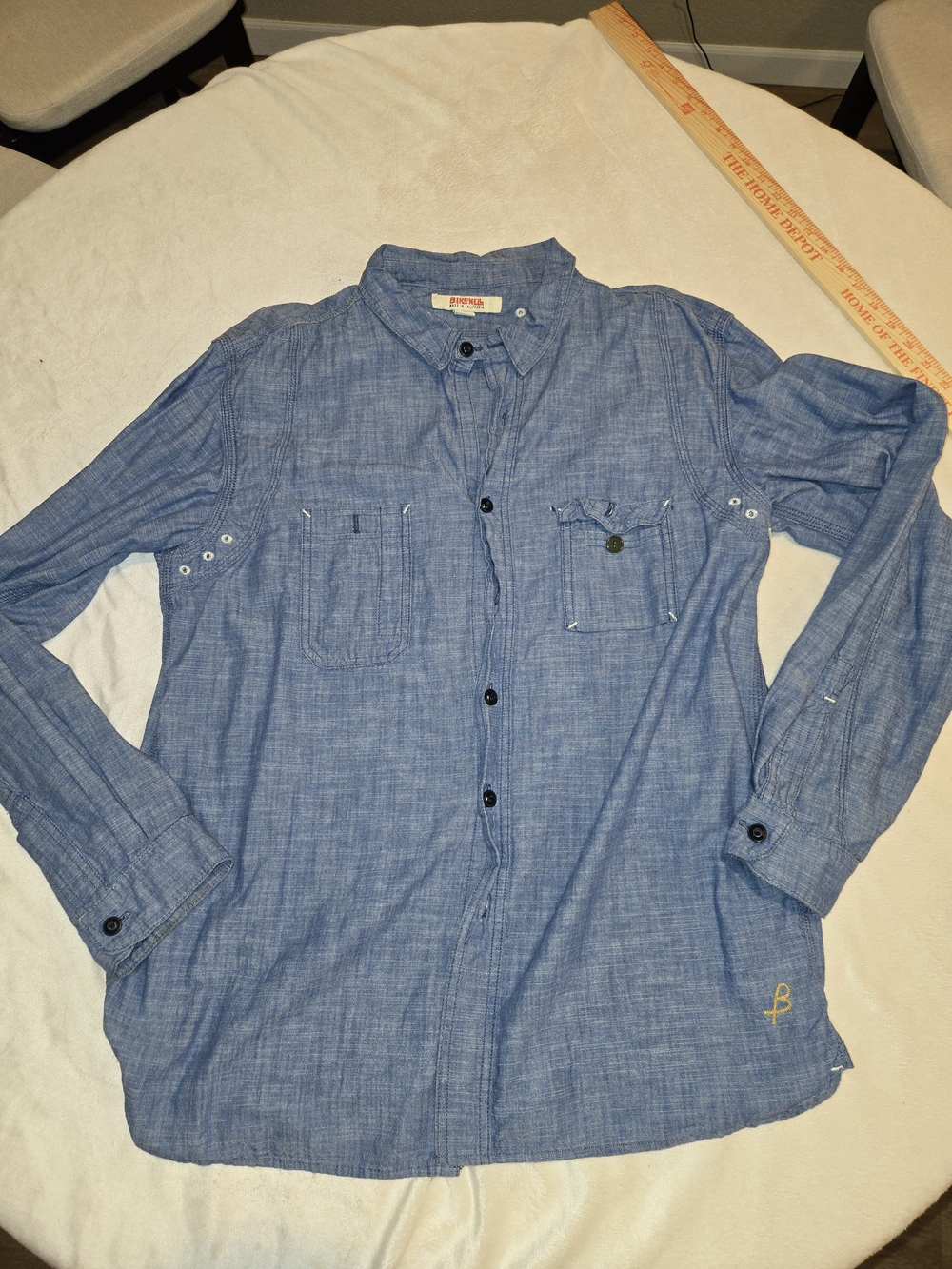 Vintage Birdwell Beach Britches Men's Vented Chambray Utility Button-Up Shirt